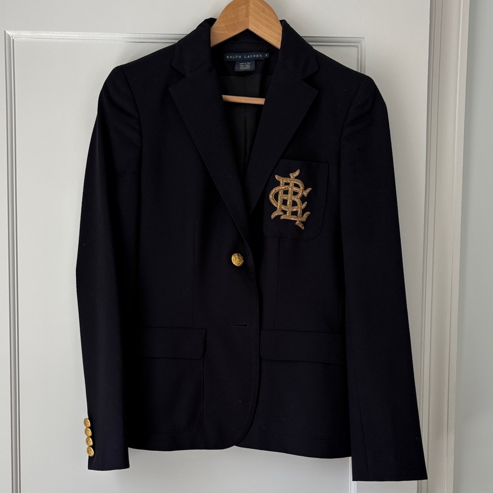 Ralph Lauren Blue Label Navy Blazer with Gold Crest